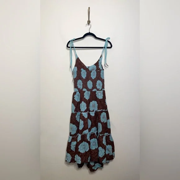 Free People Adriel Midi Dress in Nutmeg Combo